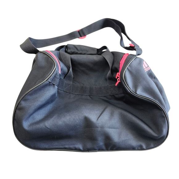 Adidas Diablo Duffel Bag Black Pink Logo Fits Gym Locker Zip Top Compact Sports - Picture 2 of 8